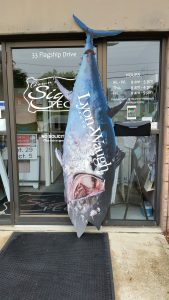 Life-size tuna cutout for fishing tournament