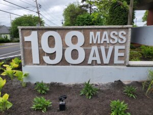 Aluminum letters on concrete and tile base in north andover