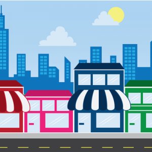 Photo of local stores grouped together
